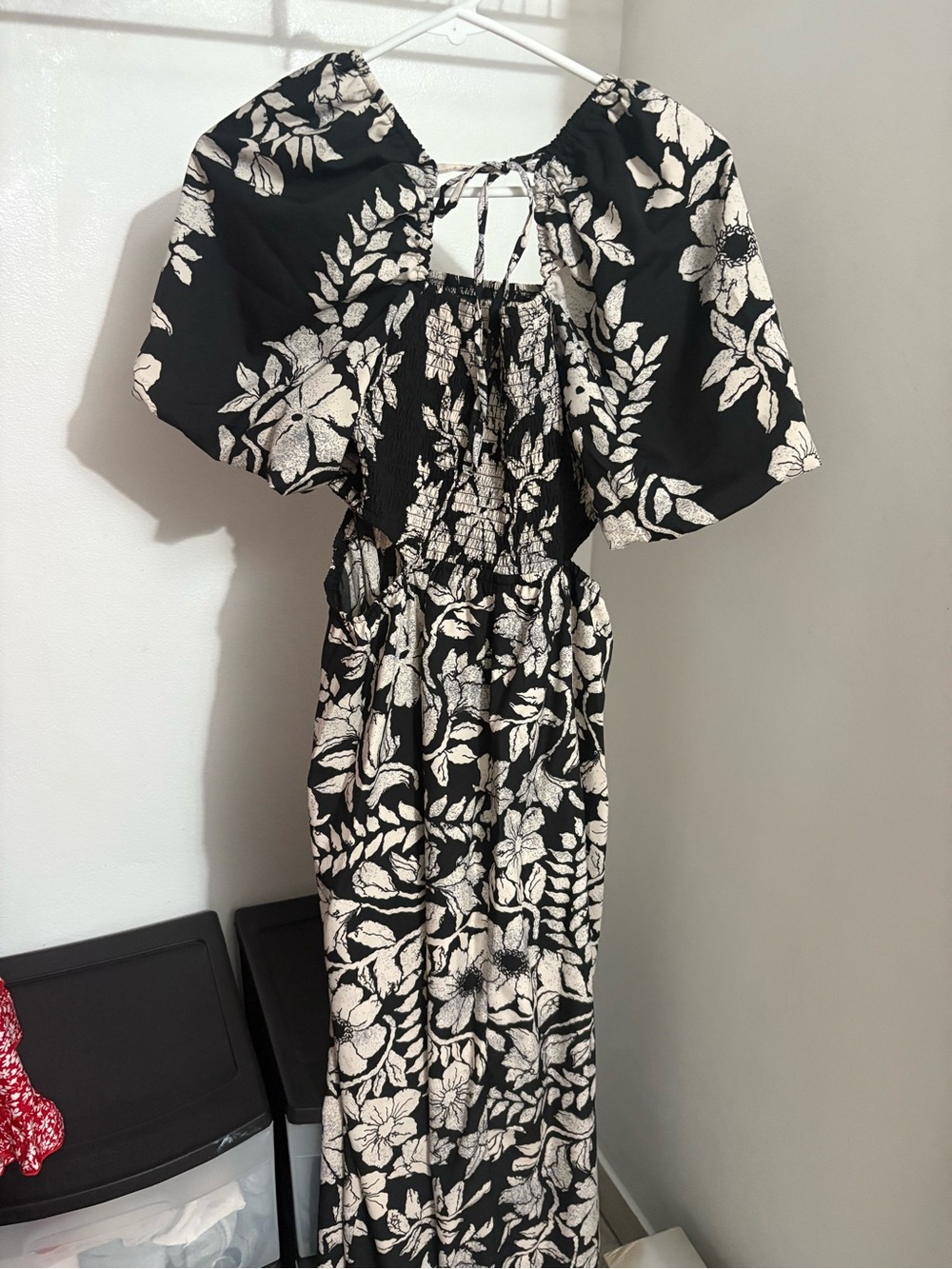 indulge Black and Cream Floral Maxi Dress